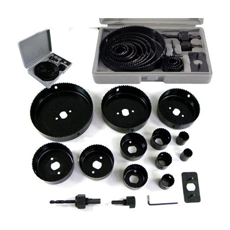 16PC HOLE SAW CUTTING SET KIT 19-127MM WOOD CARBON STEEL CUTTER CIRCULAR ROUND (1/3)