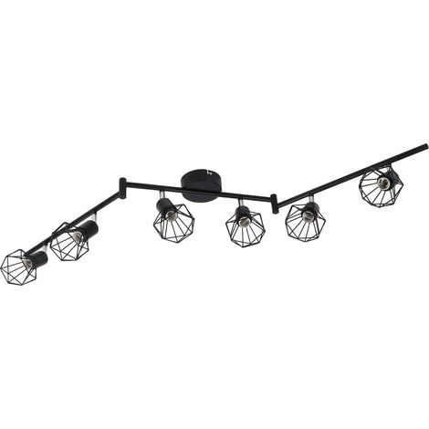 6-flammiges E14-Schienensystem, Schwarz, 6-fach drehbare Deckenleuchten, geeignet für Schlafzimmer, Küche und Flur, 85–265 V (1/5)