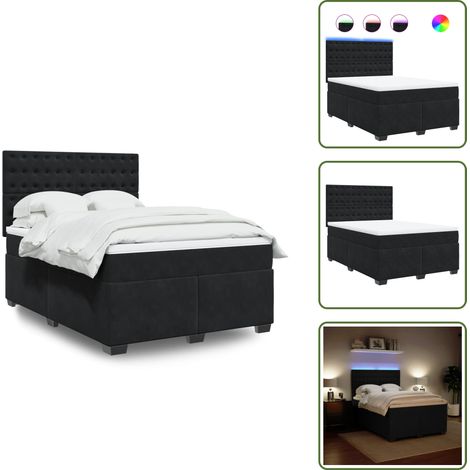 vidaXL Sommier à lattes de lit avec matelas Noir 140x200 cm Velours (1/5)