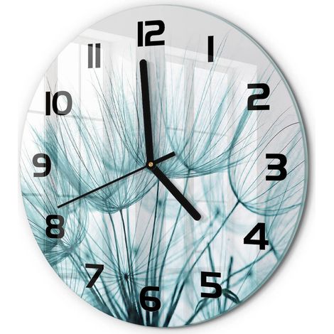 Horloge Murale Ronde Sans Cadre en Verre Trempé Silencieuse et Moderne Graines de pissenlit fi 30 cm (1/5)