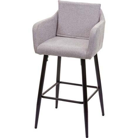[NON UTILIZZATO] Sgabello bar Lounge HHG-748 con poggiapiedi 105x54x53cm, tessuto grigio chiaro (1/5)