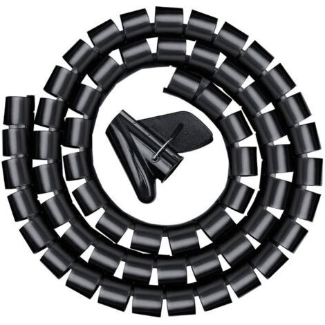 Pair Goulotte de câbles 3,0 m, gaine spiralée flexible pour bureau, gaine spiralée pour câble de 20 mm, noire