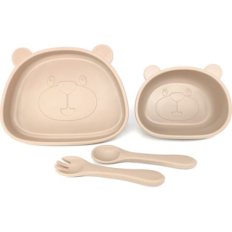 Assiette à ventouse en silicone pour enfants, bol à ventouse pour bébé et cuillères pour bébés tout-petits (1/5)