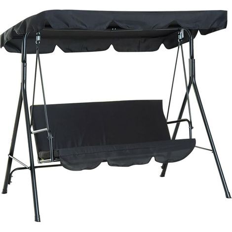 Seater Outdoor Swing Chair, Swing Canopy Waterproof Cover 3 Person Outdoor Chair Cover (Swing Chair Not Included) (Black)