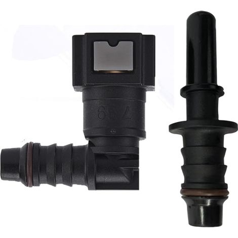 Raccords Rapides Carburant 9.89-ID8 Set 1 Coudé + 1 Mâle Droit Connecteurs pour Durite Essence/Diesel 8mm, Universel Anti-Fuite, Rapide et Durable pour Système de Carburant Voiture Moto (1/5)