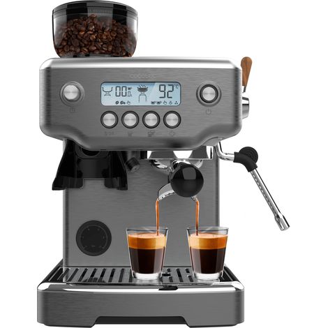 Cecotec Cafetera Express Barista Power Espresso 20 Barista Steel & Grind. 2200W, 20Bares, Molinillo Cónico, 2.1L Depósito Agua