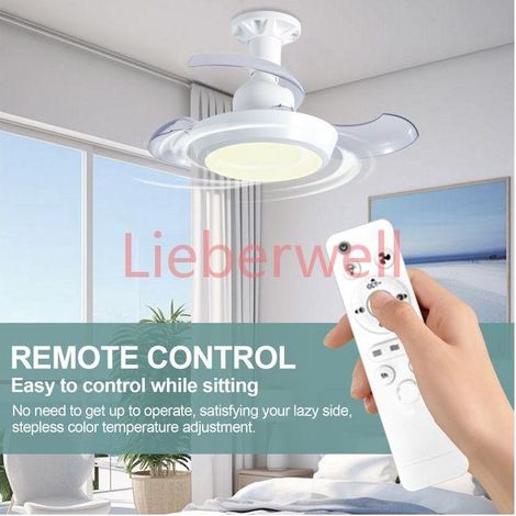 42CM Ceiling LIEBERWELL Fan with Light and Remote, 33W Dimmable LED E27 Socket, 3 Speeds, Timer, Silent ABS for Bedroom Living Room (1/5)