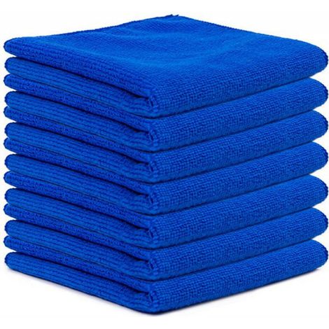 Lot de 12 chiffons en microfibre, ultra-doux et très absorbants, idéaux pour la cuisine, la voiture, les fenêtres et toute la maison, 30 x 30 cm, bleu roi (1/5)