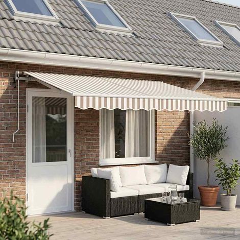 vidaXL Auvent rétractable Gris clair et blanc 500 × 350 cm