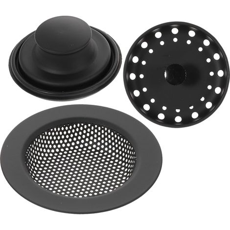 Kitchen Sink Strainers 3 Pieces Stainless Steel Black Sink