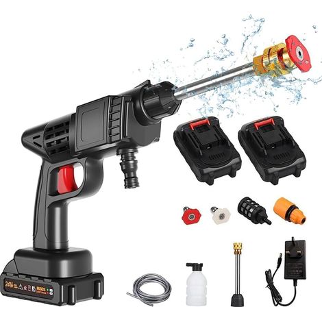 Nettoyeur Haute Pression sans Fil Portable,300W 24V Portable Pressure Cleaner Handheld with Battery and Charger Rechargeable Battery Electric Pressure Washer for Washing Cars (1/5)