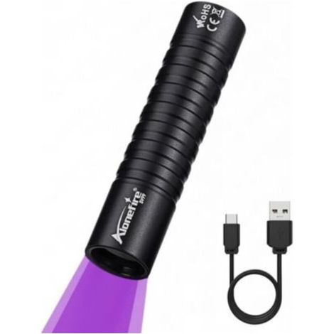 Pair SV99 3W Lampe Torche UV LED 365nm Petit Type C USB Rechargeable Lampe Ultraviolet Lumiere Noire Détecteur D'urine pour Resine, Pêche, Scorpion, Minéraux, Ambre avec Batterie Intégrée