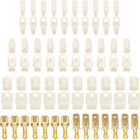 240Pièces Connecteur Electrique 6.3 mm Pas 2/3/4 Broches Mâle Femelle Terminal Plug, 6.3mm Connecteur de Fil Électrique, Sertir Cosse Assortiment kit pour Moto, Vélo, Voiture, Bateau (1/5)