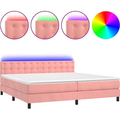 Maison Exclusive - Letto a Molle con Materasso e LED Rosa 200x200 cm in Velluto (1/5)