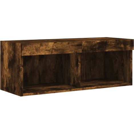 Mobile TV multimediale scaffale TV credenza TV sala da pranzo soggiorno camera da letto con luci LED rovere affumicato 80 x 30 x 30 cm marrone 020026746