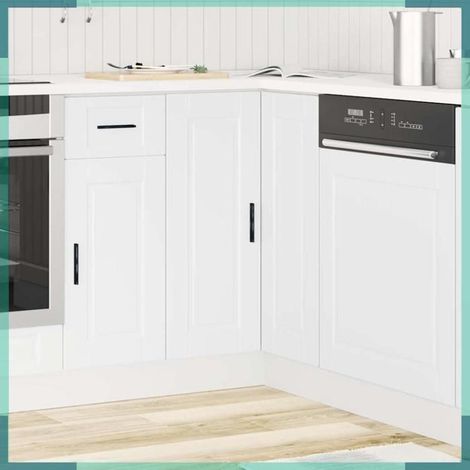 Armoire d'angle de cuisine - Porto - blanc - bois d'ingénierie - pieds réglables (1/5)