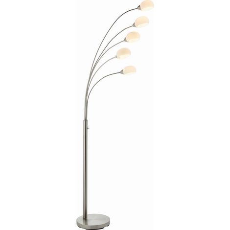 Endon Jaspa - Lampada da terra LED 5 luci Nickel satinato, vetro bianco (1/5)