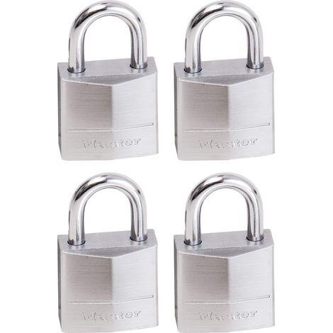 Master Lock 629EURQ Confezione da 4 Lucchetti a Chiave, Grigio, 3,4 x 2 x 1 cm (1/5)