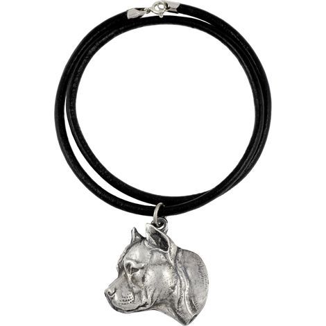 American Staffordshire Terrier, Amstaff, Amstaf II - Collier pour chien, pendentif plaqué argent pour les amoureux des chiens, bijou unique d'Art-Dog (1/5)