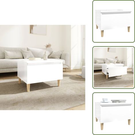 Table d'appoint Blanc brillant 50x46x35 cm Bois d'ingénierie - Table D'appoint - Table Basse - Meuble Design - Style Scandinave - Table Blanche (1/5)