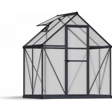 Greenhouse Mythos 6 x 4 - Polycarbonate - L126 x W185 x H208 cm - Grey