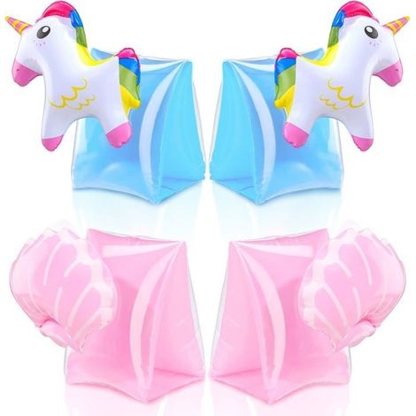 Lot de 4 brassards de natation gonflables et flottants pour enfants, brassards flottants licorne (1/5)