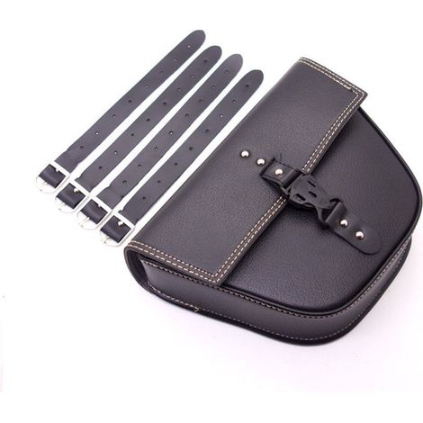 Sacoche latérale moto triangle simili cuir, sacoche de réservoir pour Cafe Racer ATV, selle latérale robuste, noir, universelle (1/4)