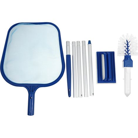 Épuisette Piscine Filet Mailles Fines Kit Nettoyage Piscine 1 Set Bleu Plastique Perche 5 Sections Spa Bain Remous Surface Eau (1/5)