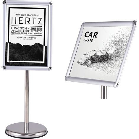 Support d'affichage menu A3 avec pied Panneau d'affichage, hauteur réglable, acier inoxydable, Base dia.28 cm (1/3)