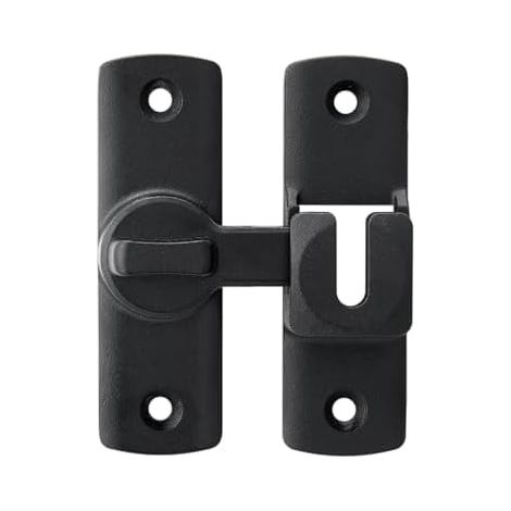 INIRET Lot de 2 verrous de porte coulissante 90/180°, verrou de sécurité à angle droit en alliage d'aluminium, quincaillerie idéale pour portes coulissantes, portes de placard et de salle de bain, noi