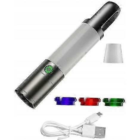 Lampe torche LED rechargeable avec crochet et comprenant un couvercle de lumière rouge et bleue pour la course nocturne. (1/5)