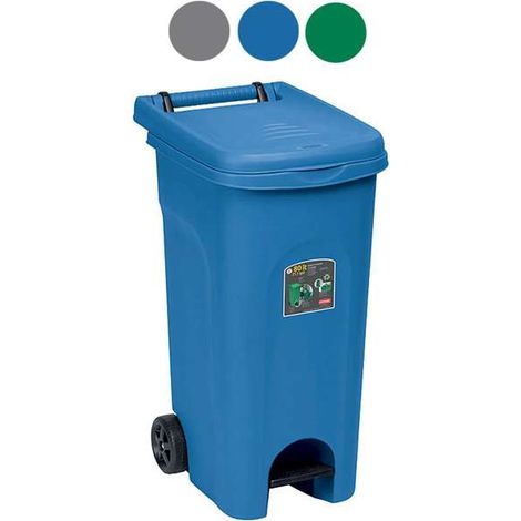 Bidone Immondizia Professionale a Pedale con Ruote Blu Capri 80 litri