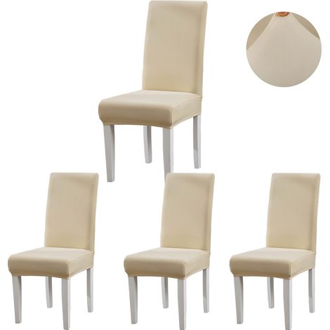 Housse de Chaise, Housse de Chaise Salle à Manger 4 Pièces Housse Chaise Extensible pour Mariage Moderne, Hôtel, Décor de Restaurant (Champagne, 4 pièces) (1/5)
