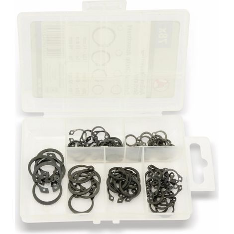 Bgs Technic – Assortiment de circlips extérieurs Ø 8 - 19 mm 78 pièces – Boîtier d'assortiment – Pour montage précis et sécurisé – Accessoire motoculteur