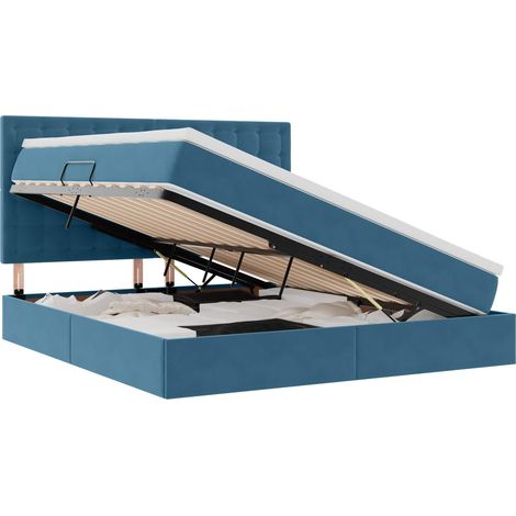 Maison Exclusive - LED-Speicherbett mit Matratze Dunkelblau 180 x