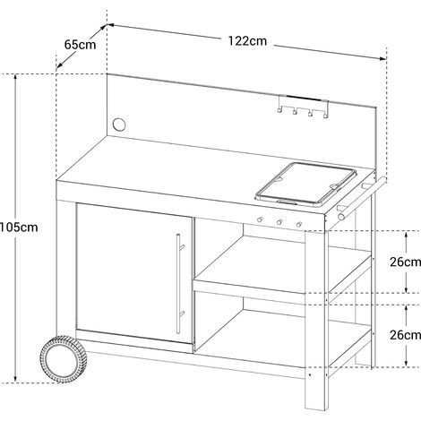 Desserte de jardin pour Plancha / Barbecue COOK'IN GARDEN Nova XL - Acier - Avec Crédence - Étagère - Porte Serviette - Porte Ustensiles - Gris — vue 4