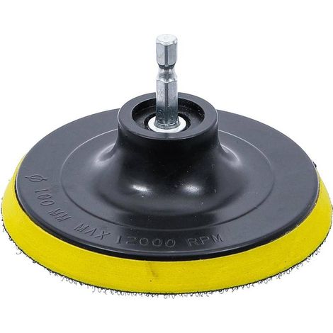Plateau Autoagrippant D.100 mm - Entraînement Six Pans Mâle 6,3 mm 1/4 - Compatible Art. 74367 - Fixation Rapide - D-Work (1/5)