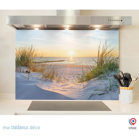 Fond de hotte : Dunes et soleil - Verre trempé - 90 cm - 60 cm (1/5)