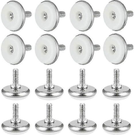 Lot de 30 pieds de meubles réglables avec vis de réglage, filetage rond M6, hauteur réglable (blanc) (1/5)
