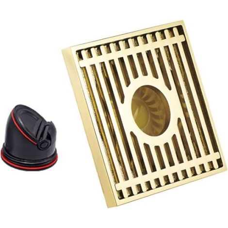 Siphon de sol - Cuivre - K7002 Gold - Anti-odeurs - Double usage - 10x10 cm (1/5)