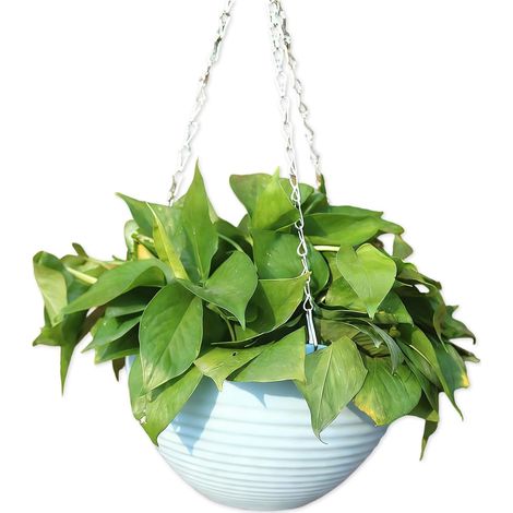 Panier suspendu en résine pour jardin, avec chaînette, crochet plante. Accessoires de décoration. (1/4)