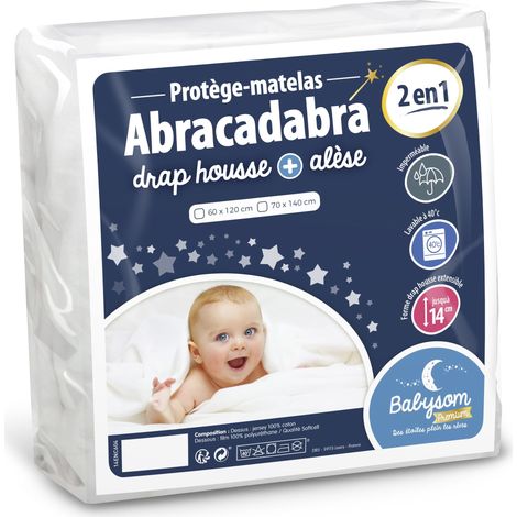 Babysom - Protège Matelas Bébé 2 en 1 - 70x140 cm - Drap housse + Alèse Imperméable - Jersey 100% Coton - Souple et Silencieux (1/5)