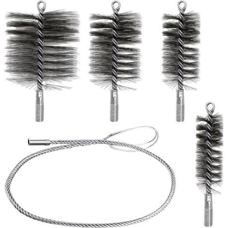 Kit Ramonage - Brosse Métallique Pour Tuyau De Poêle - Diamètres 30 mm 50 mm 80 mm 150 mm - Tige Souple Acier Inoxydable - 4 Pièces (1/4)