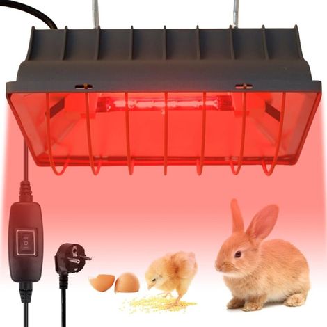 Lampe Chauffante Animaux Lampe Lumière Rouge 250W Poule Lampe Infrarouge avec Interrupteur D\'économie D\'énergie pour Poussins, Chiots, Incubateurs, Agneaux, Canards [Classe énergétique F] (1/5)