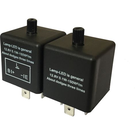CF13 JLO2 3-poliges Kfz-Blinkrelais mit einstellbarer Frequenz, 12VDC, schwarzes Gehäuse. (1/4)