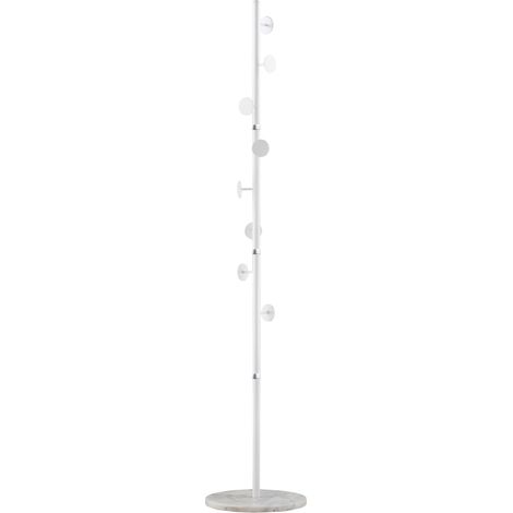 Appendiabiti da Terra 35x35x170 cm 8 Ganci Base Rotonda in Marmo Bianco (1/5)