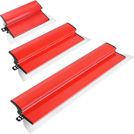 Ensemble Spatules Enduit Acier Inoxydable de 0,5 mm (80 cm), 0,3 mm (40 cm / 25 cm), Lisseuse Enduit Outil de Spatule Avec Manche Ergonomique en Z pour La Décoration Murale et la Construction (1/5)