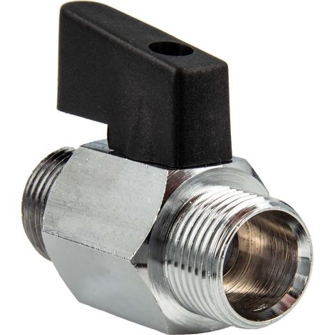 tecuro MINI Kugelhahn beidseitig Außengewinde G 3/8 Zoll, Messing verchromt (1/5)