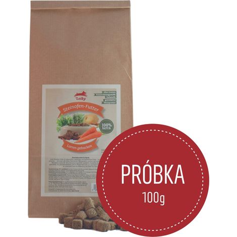 Agnello con verdure per cani campione 100g cibo per forno a pietra Leiky (1/3)