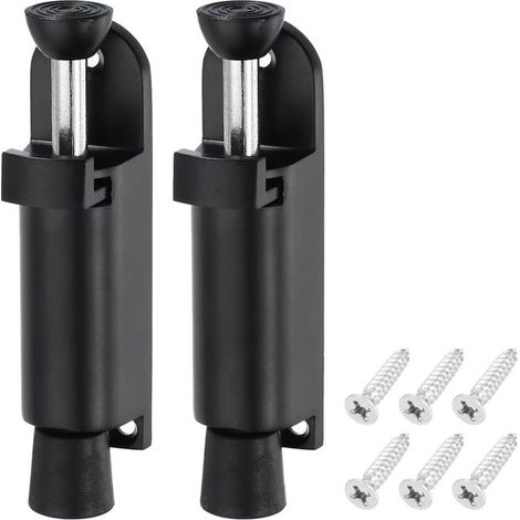 Set di due fermaporta telescopici a molla, regolabili in altezza dal pavimento (25 mm/0,98 pollici), di colore nero (1/5)